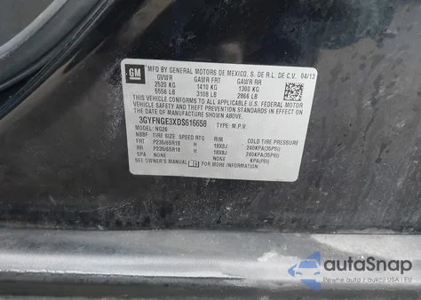 2013 Cadillac Srx Luxury Collection z USA, uszkodzony, nr VIN 3GYFNGE3XDS616658